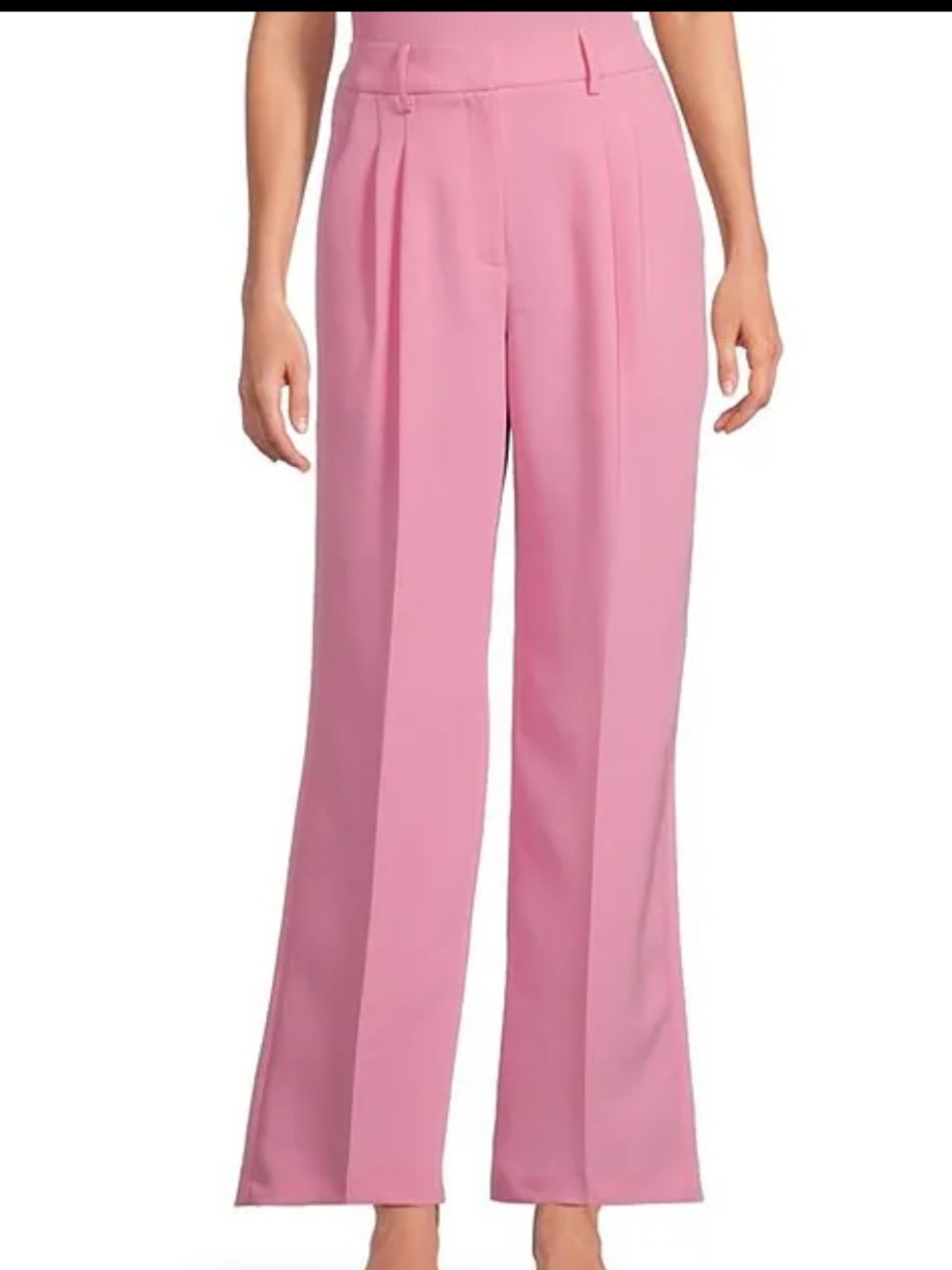 Gianni Bini Pink Hartley Crepe Pleated Straight Wide Leg Pant